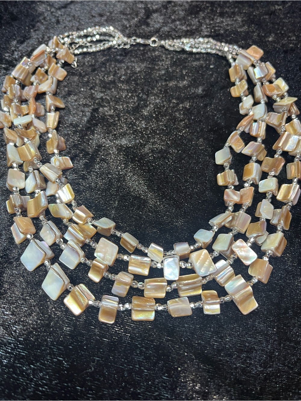 Multi-Strand Iridescent Mother-of-Pearl Necklace